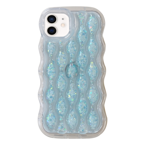 

For iPhone 12 Luminous 3D Wavy Texture Phone Case(Blue)