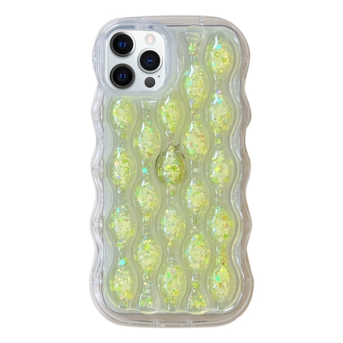 

For iPhone 12 Pro Max Luminous 3D Wavy Texture Phone Case(Yellow)
