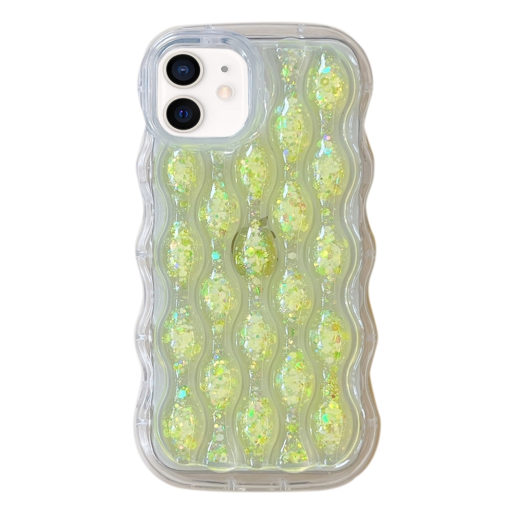 

For iPhone 11 Luminous 3D Wavy Texture Phone Case(Yellow)