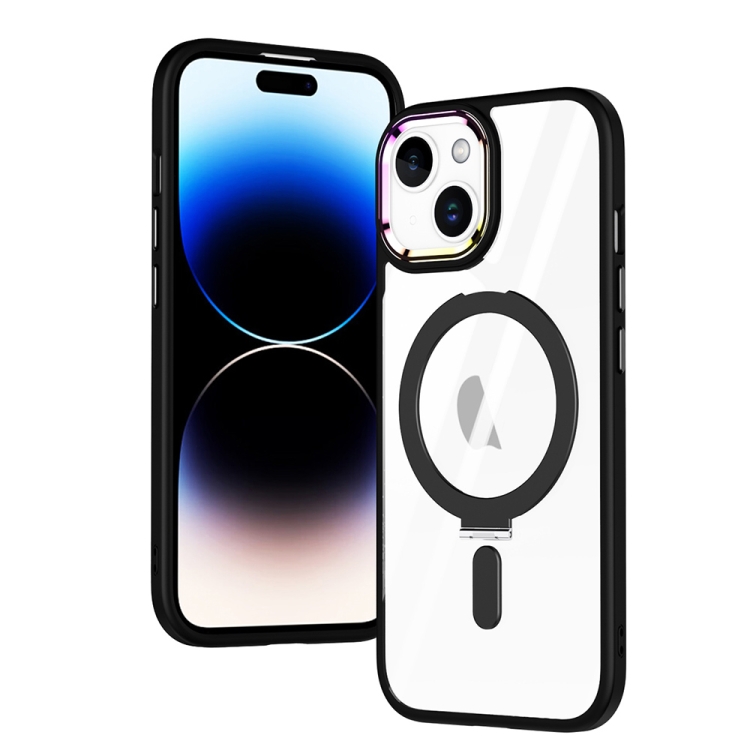

For iPhone 15 Plus MagSafe Magnetic Invisible Holder Phone Case(Black)