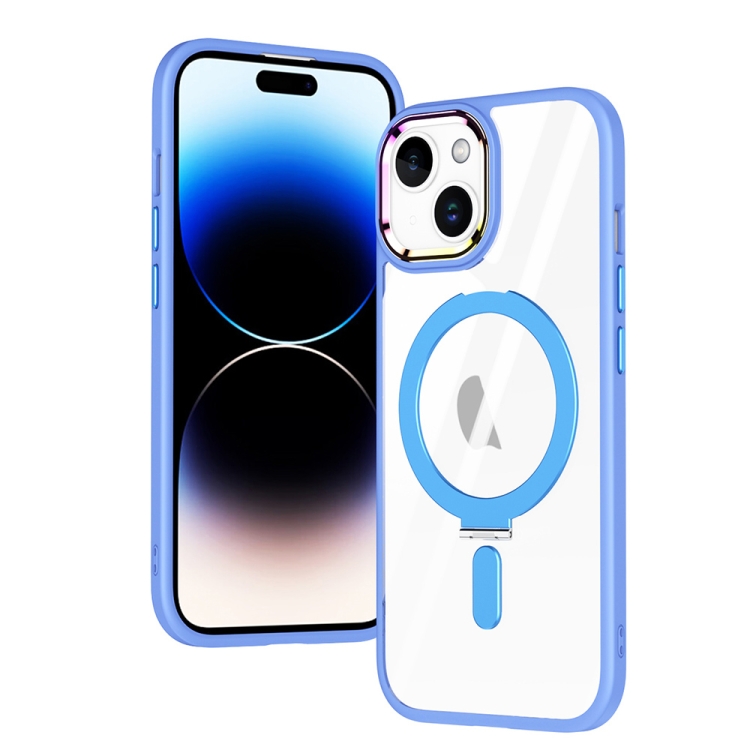 

For iPhone 15 Plus MagSafe Magnetic Invisible Holder Phone Case(Sierra Blue)