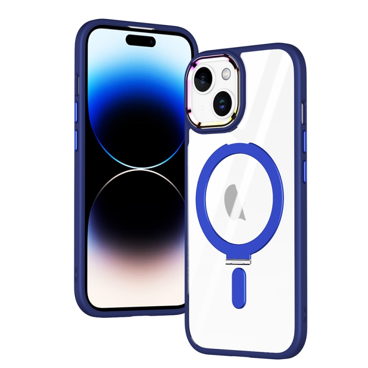

For iPhone 15 Plus MagSafe Magnetic Invisible Holder Phone Case(Navy Blue)