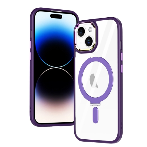 

For iPhone 15 Plus MagSafe Magnetic Invisible Holder Phone Case(Dark Purple)