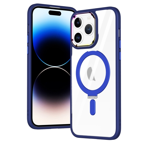 

For iPhone 15 Pro Max MagSafe Magnetic Invisible Holder Phone Case(Navy Blue)