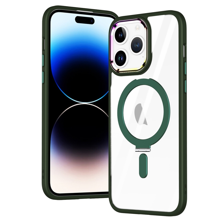 

For iPhone 15 Pro Max MagSafe Magnetic Invisible Holder Phone Case(Army Green)
