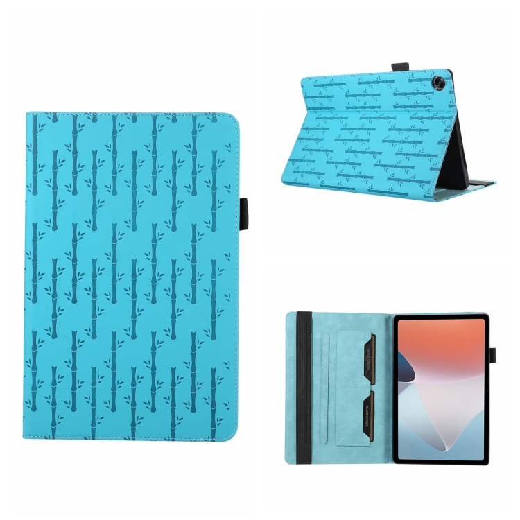 

For Realme Pad 10.4 Lucky Bamboo Pattern Leather Tablet Case(Blue)