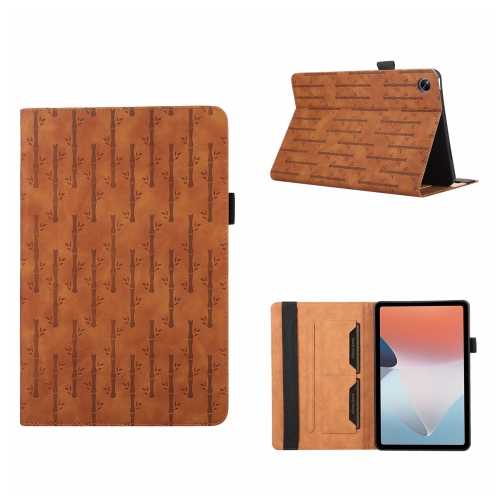 

For OPPO Pad Air Lucky Bamboo Pattern Leather Tablet Case(Brown)