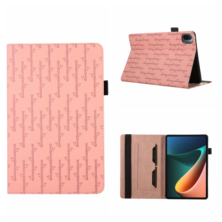 

For Xiaomi Pad 5 Lucky Bamboo Pattern Leather Tablet Case(Pink)