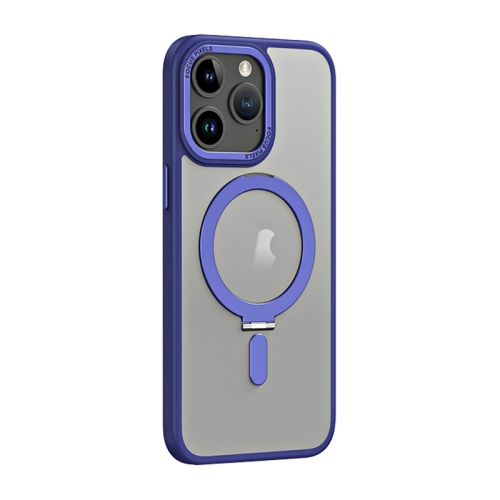 

For iPhone 15 Pro Skin Feel MagSafe Shockproof Phone Case with Holder(Dark Blue)