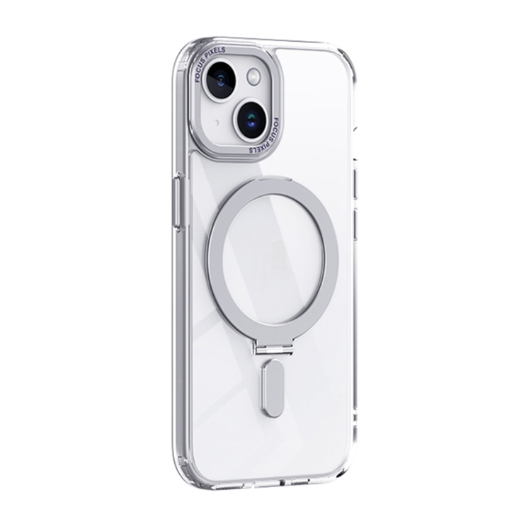 

For iPhone 15 Plus Skin Feel MagSafe Shockproof Phone Case with Holder(White)