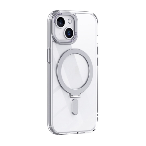 

For iPhone 15 Skin Feel MagSafe Shockproof Phone Case with Holder(White)