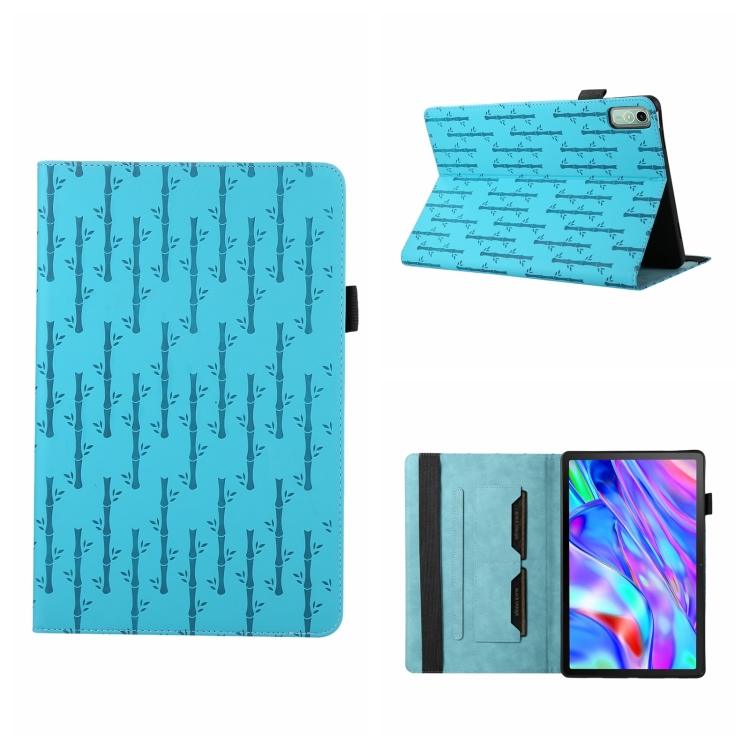

For Lenovo Xiaoxin Pad Plus 11.5 2023 Lucky Bamboo Pattern Leather Tablet Case(Blue)