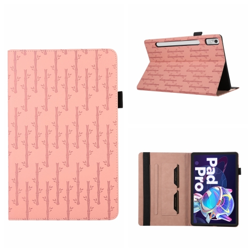

For Lenovo Xiaoxin Pad Pro 2022 11.2 Lucky Bamboo Pattern Leather Tablet Case(Pink)