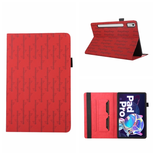 

For Lenovo Xiaoxin Pad Pro 2022 11.2 Lucky Bamboo Pattern Leather Tablet Case(Red)