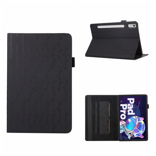 

For Lenovo Xiaoxin Pad Pro 2022 11.2 Lucky Bamboo Pattern Leather Tablet Case(Black)