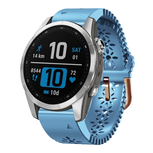 

For Garmin Epix Pro 42mm Lady Lace Punch Silicone Watch Band(Blue)