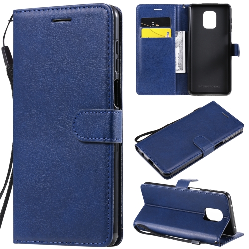 

For Xiaomi Redmi Note 9S / Note 9 Pro Solid Color Horizontal Flip Protective Leather Case with Holder & Card Slots & Wallet & Lanyard(Blue)