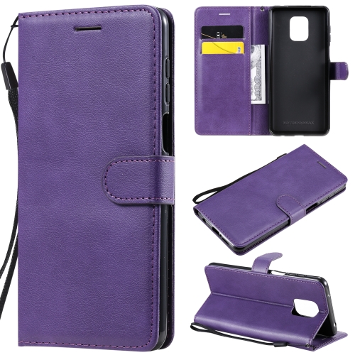 

For Xiaomi Redmi Note 9S / Note 9 Pro Solid Color Horizontal Flip Protective Leather Case with Holder & Card Slots & Wallet & Lanyard(Purple)