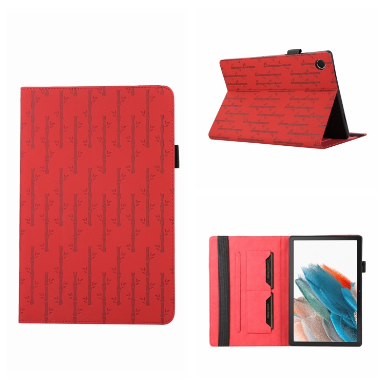

For Samsung Galaxy Tab A8 10.5 2021 Lucky Bamboo Pattern Leather Tablet Case(Red)
