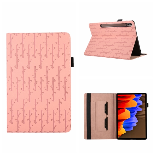 

For Samsung Galaxy Tab S8+ / S7+ Lucky Bamboo Pattern Leather Tablet Case(Pink)