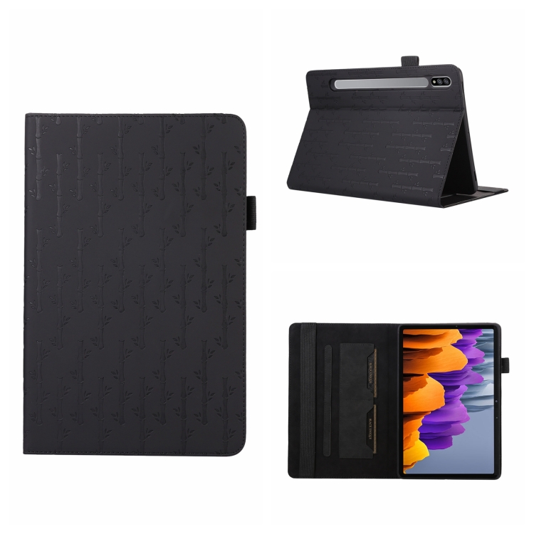 

For Samsung Galaxy Tab S8 / S7 Lucky Bamboo Pattern Leather Tablet Case(Black)