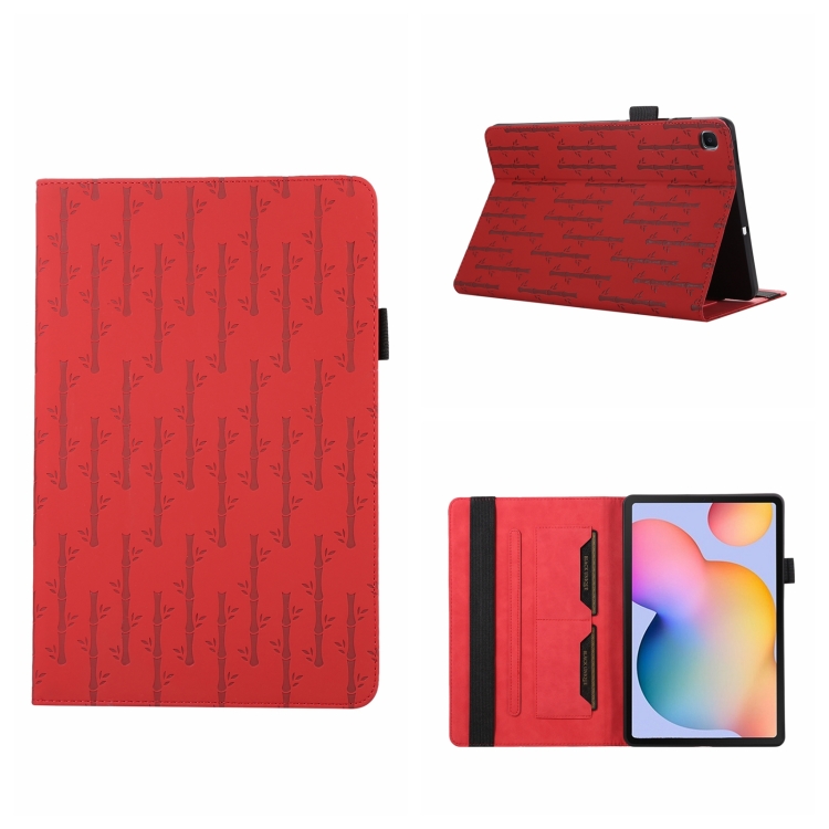 

For Samsung Galaxy Tab S6 Lite P610 Lucky Bamboo Pattern Leather Tablet Case(Red)