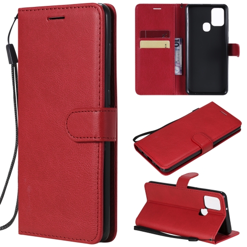 

For Samsung Galaxy A21s Solid Color Horizontal Flip Protective Leather Case with Holder & Card Slots & Wallet & Photo Frame & Lanyard(Red)