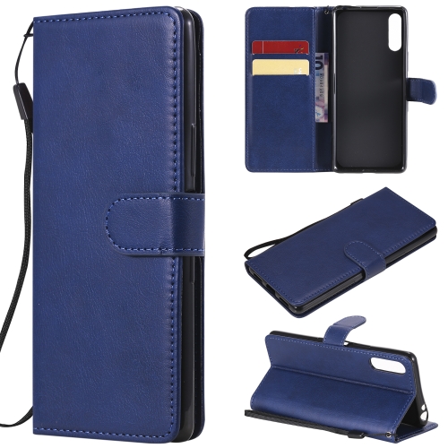 

For Sony Xperia L4 Solid Color Horizontal Flip Protective Leather Case with Holder & Card Slots & Wallet & Photo Frame & Lanyard(Blue)