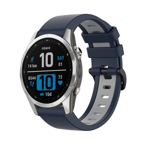 

For Garmin Instinct 2 Solar Sports Two-Color Silicone Watch Band(Dark Blue+Grey)