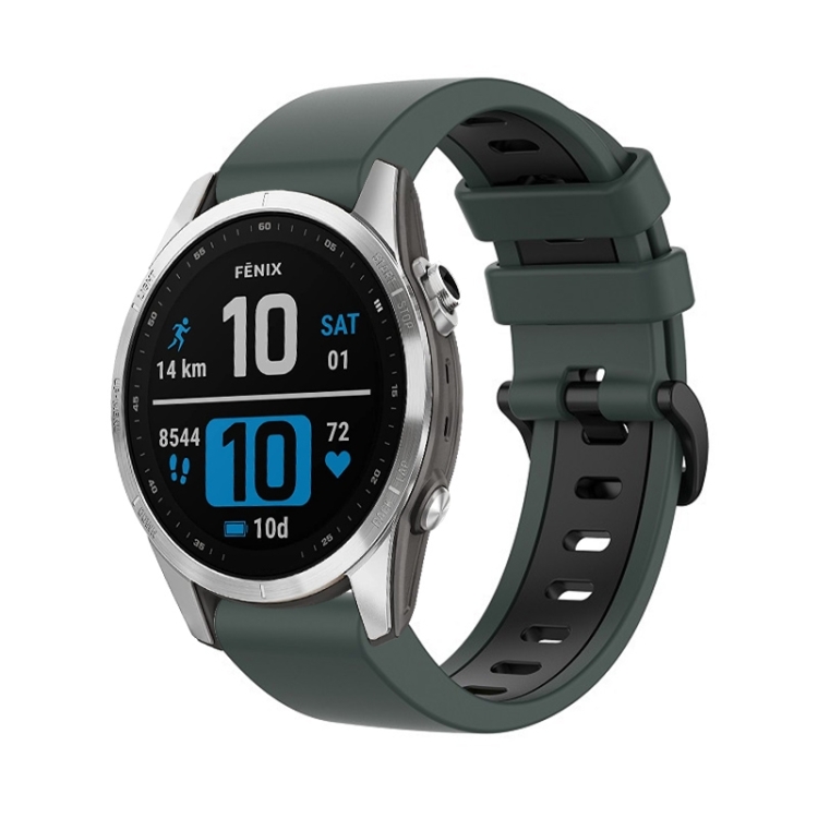 

For Garmin Instinct 2X Solar Sports Two-Color Silicone Watch Band(Olive Green+Black)