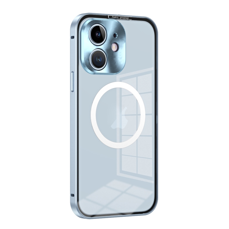 

For iPhone 12 MagSafe HD Spring Buckle Metal Phone Case(Sierra Blue)