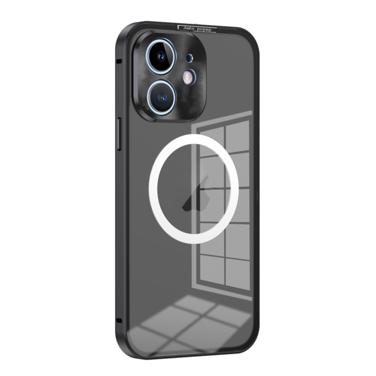 

For iPhone 12 MagSafe HD Spring Buckle Metal Phone Case(Black)