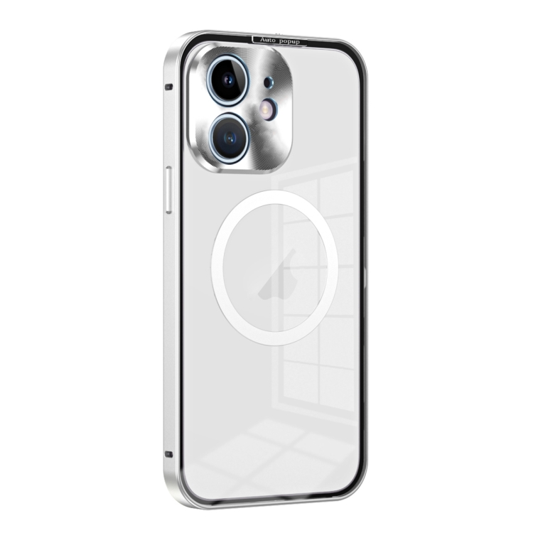 

For iPhone 12 MagSafe HD Spring Buckle Metal Phone Case(Silver)