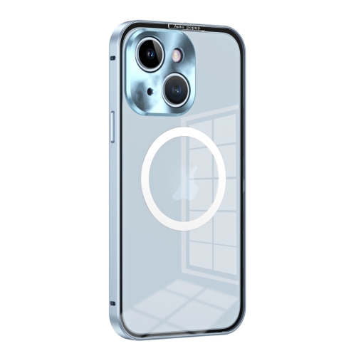 

For iPhone 13 MagSafe HD Spring Buckle Metal Phone Case(Sierra Blue)