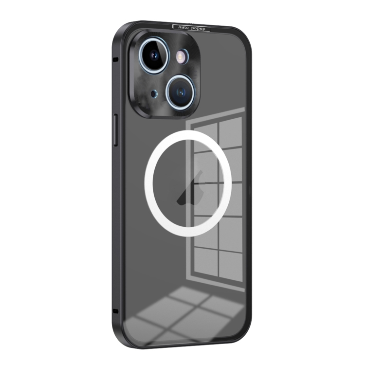 

For iPhone 13 MagSafe HD Spring Buckle Metal Phone Case(Black)