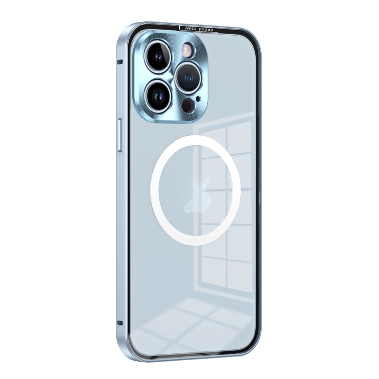 

For iPhone 13 Pro MagSafe HD Spring Buckle Metal Phone Case(Sierra Blue)