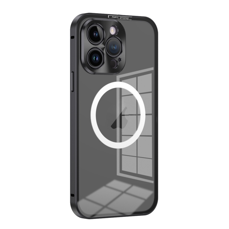 

For iPhone 14 Pro MagSafe HD Spring Buckle Metal Phone Case(Black)