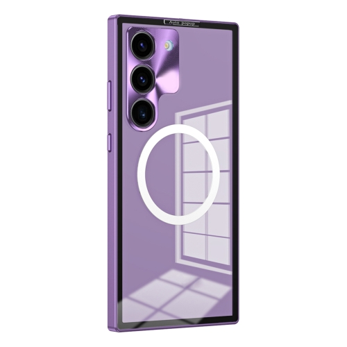 

For Samsung Galaxy S23 5G MagSafe HD Spring Buckle Metal Phone Case(Purple)