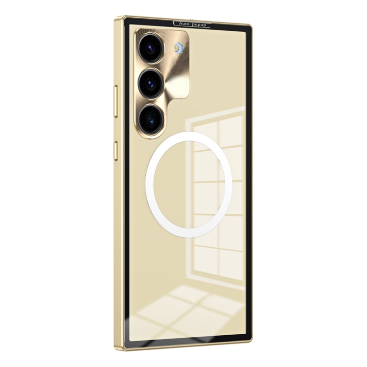 

For Samsung Galaxy S23+ 5G MagSafe HD Spring Buckle Metal Phone Case(Gold)