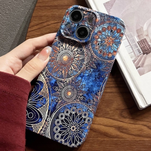 

For iPhone 14 Plus Painted Pattern Precise Hole PC Phone Case(Abstract Flower)