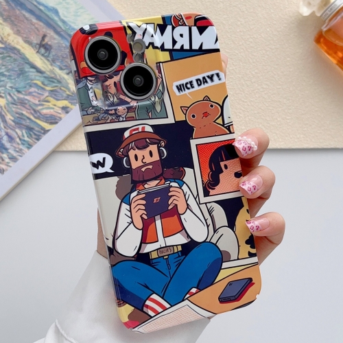 

For iPhone 14 Painted Pattern Precise Hole PC Phone Case(Vacationer)