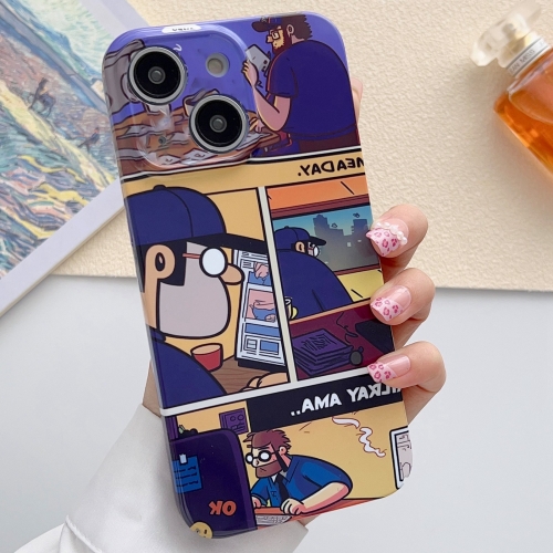 

For iPhone 14 Painted Pattern Precise Hole PC Phone Case(Working Comics)