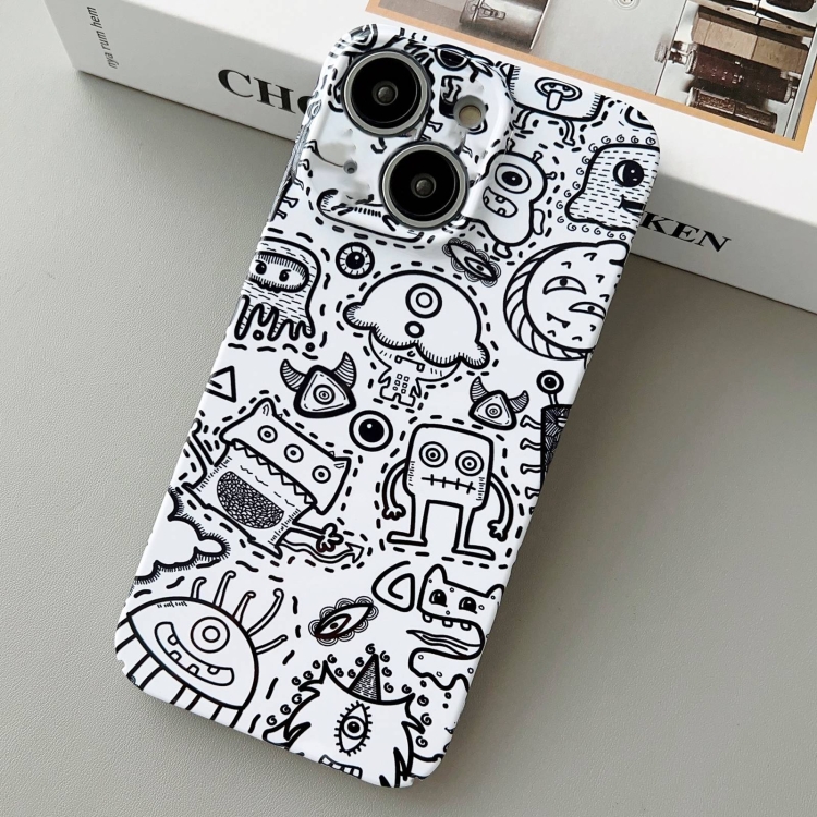 

For iPhone 14 Painted Pattern Precise Hole PC Phone Case(Block Monster)