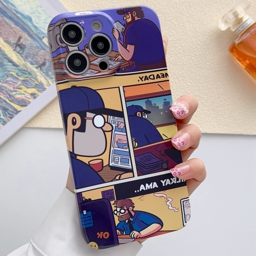 

For iPhone 14 Pro Painted Pattern Precise Hole PC Phone Case(Working Comics)