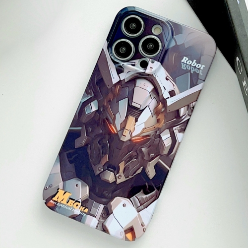 

For iPhone 14 Pro Painted Pattern Precise Hole PC Phone Case(Grey Robot)