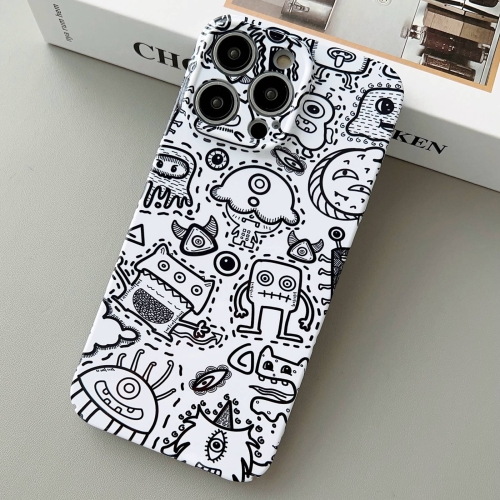 

For iPhone 14 Pro Painted Pattern Precise Hole PC Phone Case(Block Monster)