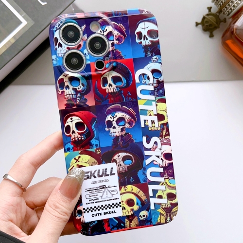 

For iPhone 14 Pro Max Painted Pattern Precise Hole PC Phone Case(Cute Skull)