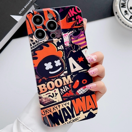 

For iPhone 14 Pro Max Painted Pattern Precise Hole PC Phone Case(Orange Comics)