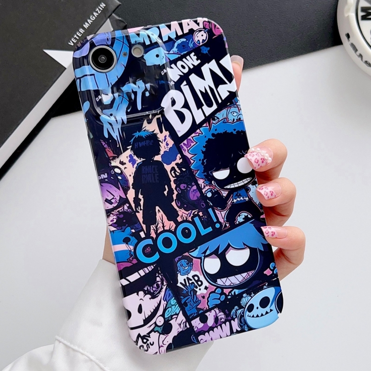 

For iPhone SE 2022 / 2020 / 8 / 7 Painted Pattern Precise Hole PC Phone Case(Purple Comics)
