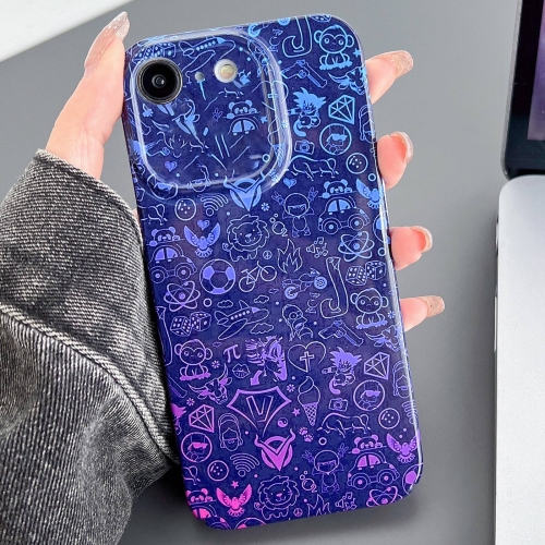 

For iPhone SE 2022 / 2020 / 8 / 7 Painted Pattern Precise Hole PC Phone Case(Blue Purple Graffiti)